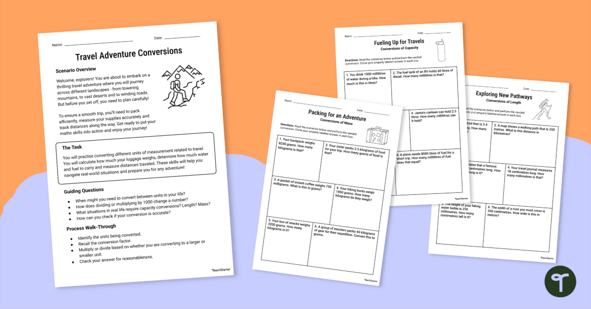 Metric Conversion Word Problems Worksheet Set Teach Starter