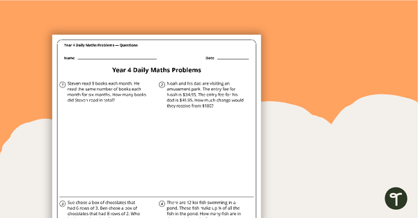 预览image for Daily Maths Word Problems - Year 4 (Worksheets) - teaching resource