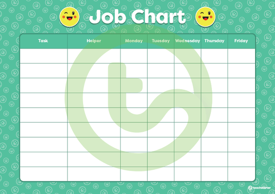 Green Emoji - Landscape Job Chart teaching resource