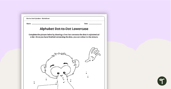Go to Dot-to-Dot Drawing - Alphabet - Monkey teaching resource