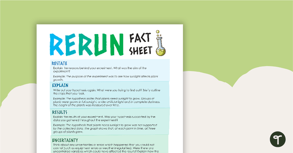 Preview image for R.E.R.U.N. - Writing a Scientific Conclusion Fact Sheet - teaching resource