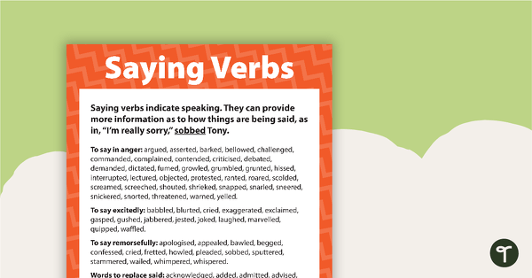 Saying Verbs Poster teaching resource