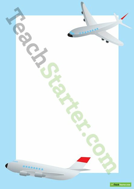 Aeroplane Transport Page Border - Word Template teaching resource