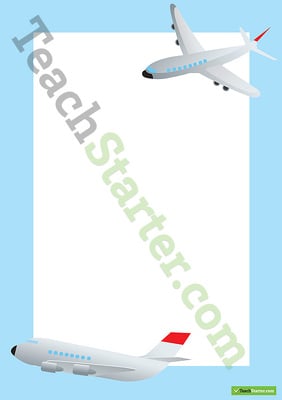 Aeroplane Transport Page Border - Word Template teaching resource