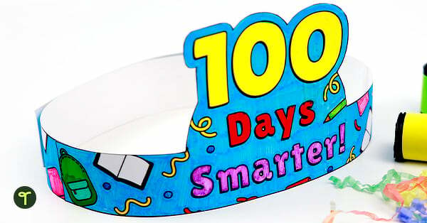 100 Days Smarter Hat Template for 100 Days of School Celebrations teaching resource