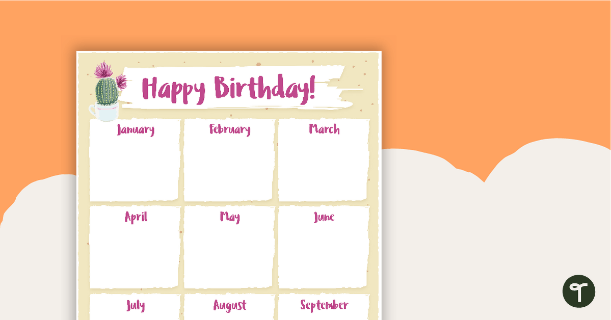 Cactus - Happy Birthday Chart teaching resource