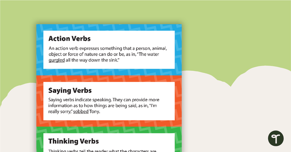 Go to Action, Saying, Thinking and Relating Verb Poster teaching resource
