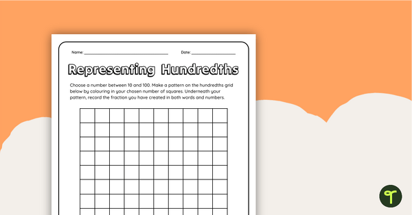 Preview image for Representing Hundredths Worksheet - teaching resource