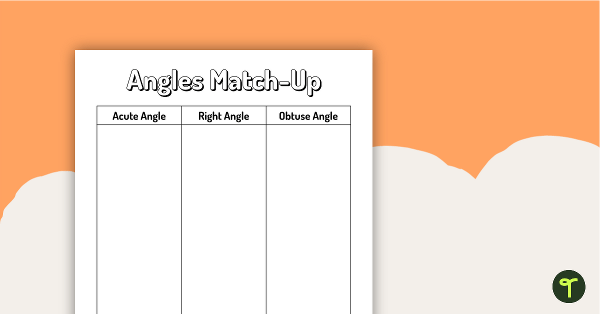 Acute, Right and Obtuse Angles – Cut and Paste Worksheet teaching resource