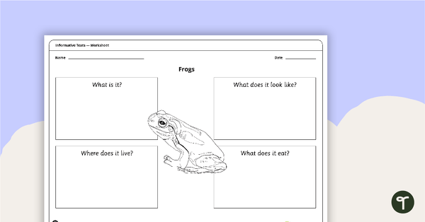 Informative Text Structure - Sorting Activity (Frogs) teaching resource