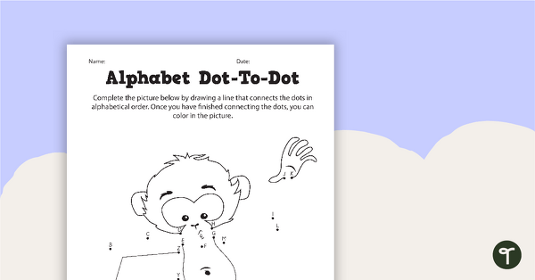 Dot-to-Dot Drawing - Alphabet - Monkey teaching resource