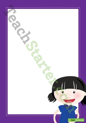 Girl Purple Page Border - Word Template teaching resource