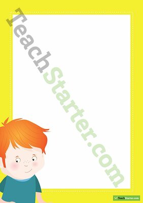 Boy Yellow Page Border - Word Template teaching resource