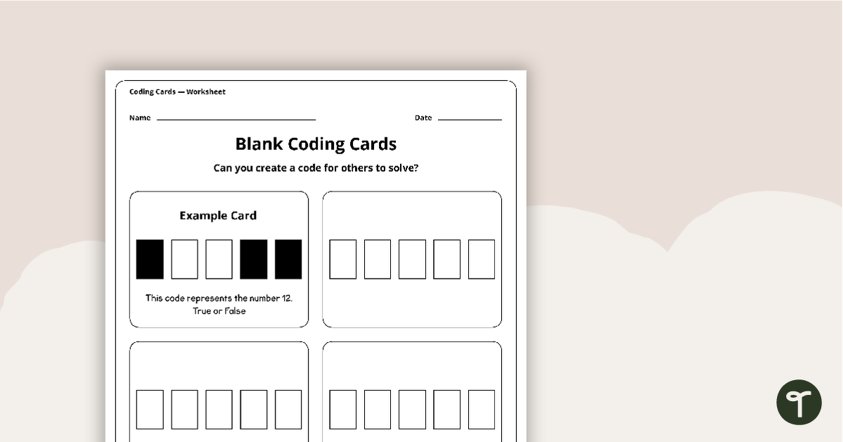 Blank Binary Coding Cards - Worksheet teaching resource