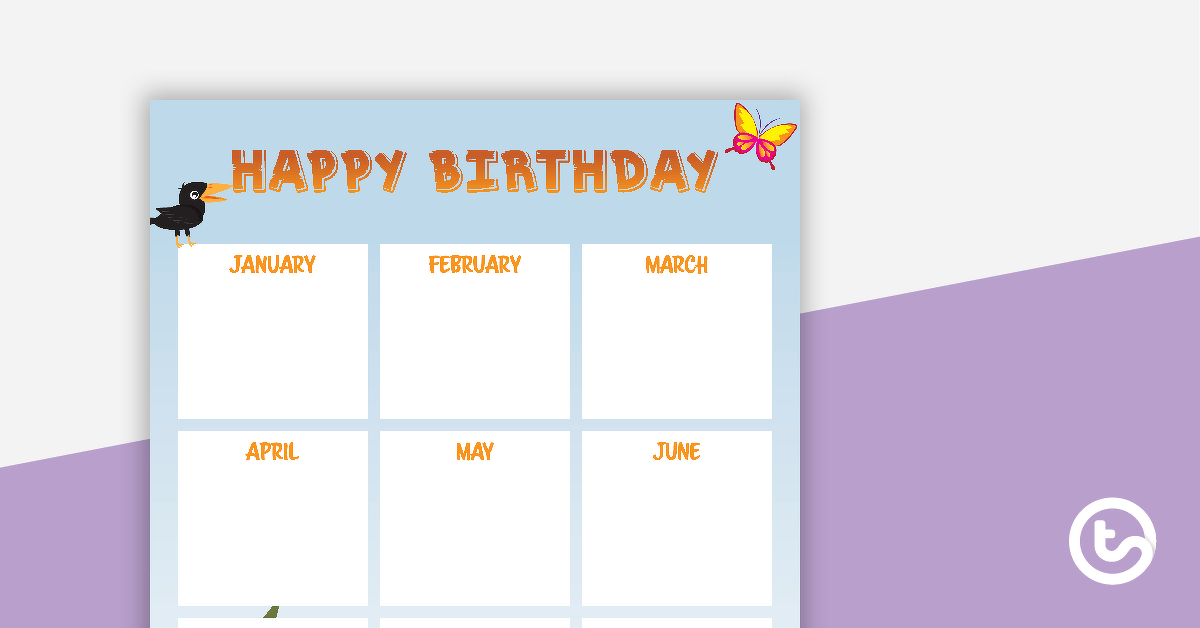 Animals - Happy Birthday Chart teaching resource