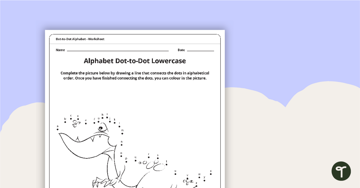 Dot-to-Dot Drawing - Alphabet - Dinosaur teaching resource