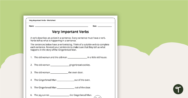 Very Important Verbs Worksheet teaching resource