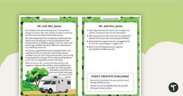 Comprehension Task Cards - Compare And Contrast teaching resource