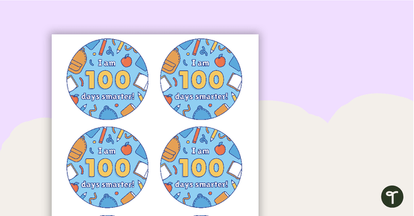 I am 100 Days Smarter Student Badge teaching resource