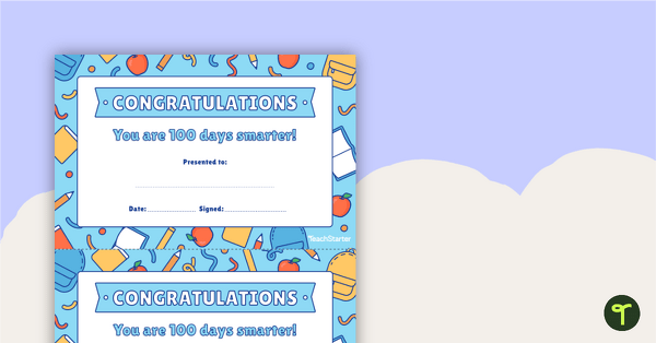 Preview image for You Are 100 Days Smarter Certificate - teaching resource