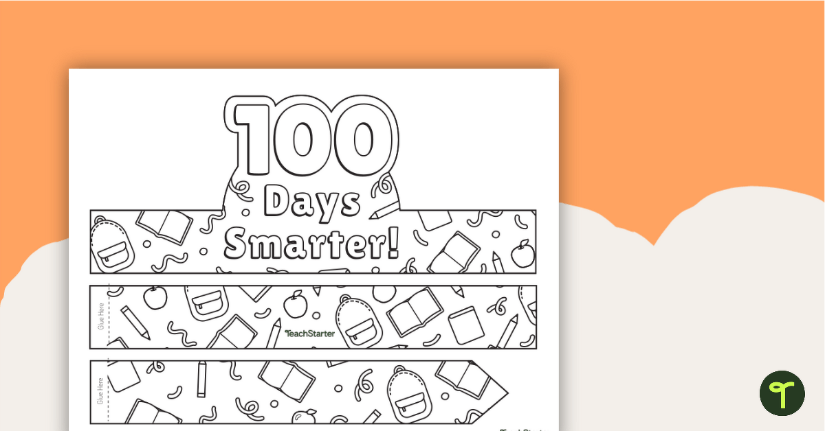100 Days Smarter Hat Template teaching resource