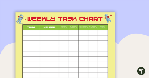 Robots - Weekly Task Chart teaching resource