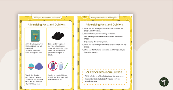 Comprehension Task Cards - Distinguishing Between Fact and Opinion teaching resource