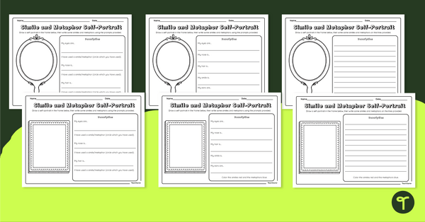 Preview image for Figurative Language - Self Portrait Activity - teaching resource
