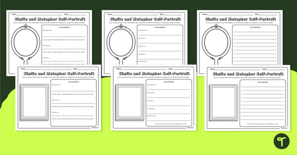 Image of Simile and Metaphor Self-Portrait Worksheet