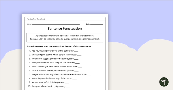 Preview image for Punctuation Worksheet Pack - Upper Grades - teaching resource