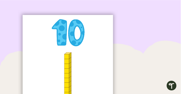 Tens Number, Word, and Base-10 Block Posters teaching resource