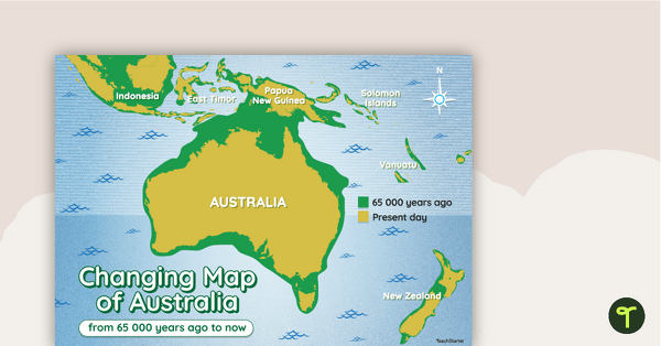 Map of Australia - 65 000 Years Ago to Present Day teaching resource