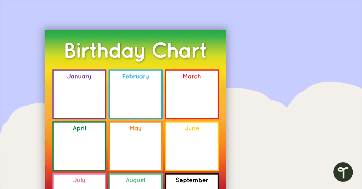 Rainbow - Happy Birthday Chart teaching resource
