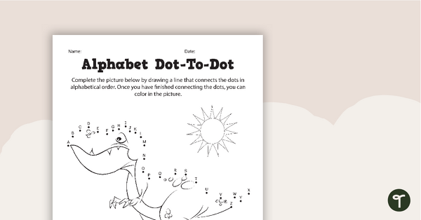 Dot-to-Dot Drawing - Alphabet - Dinosaur teaching resource