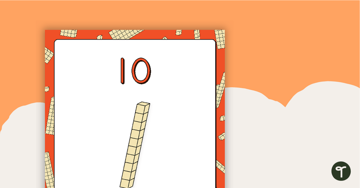 Tens - Number, Word, and Base-10 Block Posters (Version 2) teaching resource