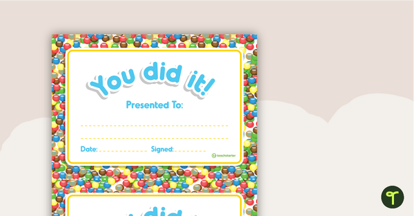 Go to Chocolate Buttons - Award Certificate teaching resource