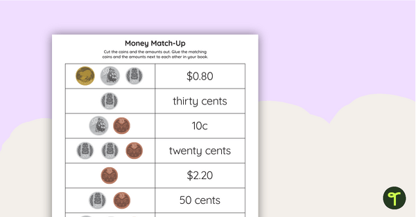 Money Match-Up Activity (New Zealand Currency) teaching resource