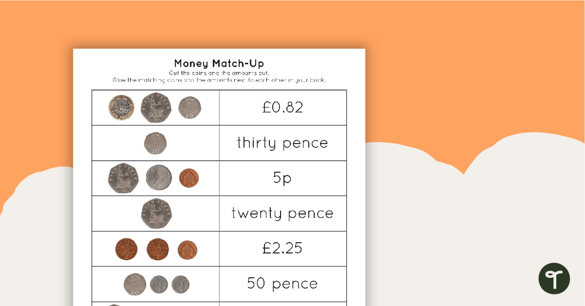 Money Match-Up Activity (British Currency) teaching resource