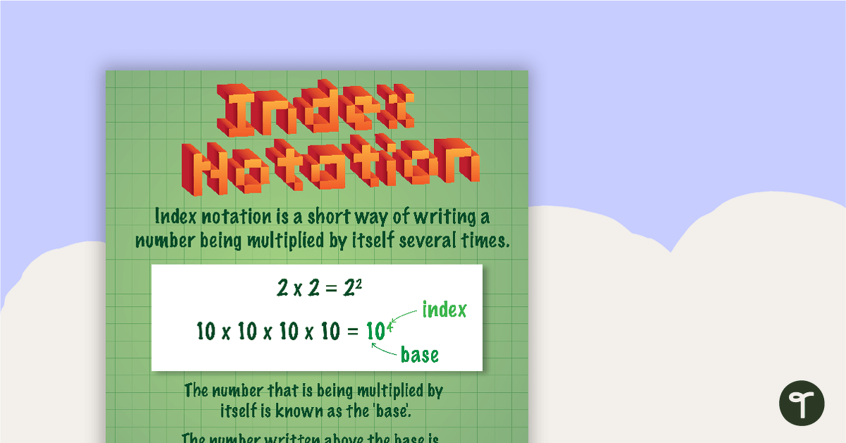 Index Notation Poster teaching resource