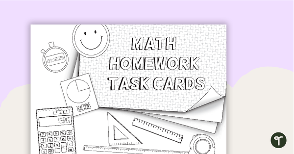 Math Homework Cards with Worksheets - BW teaching resource