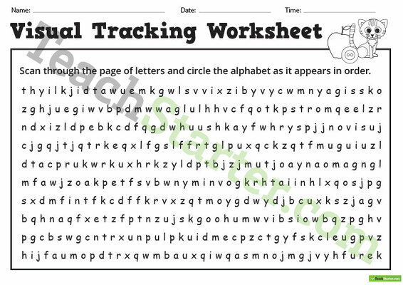 Number and Letter Visual Tracking Worksheets teaching resource