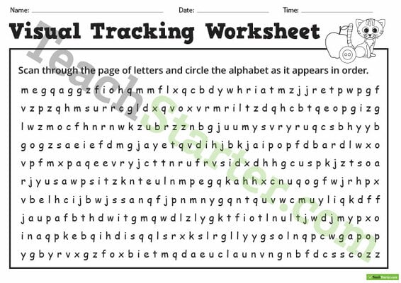 Number and Letter Visual Tracking Worksheets teaching resource