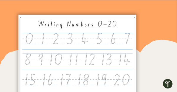 Writing Numbers 0-20 - Dotted Font teaching resource