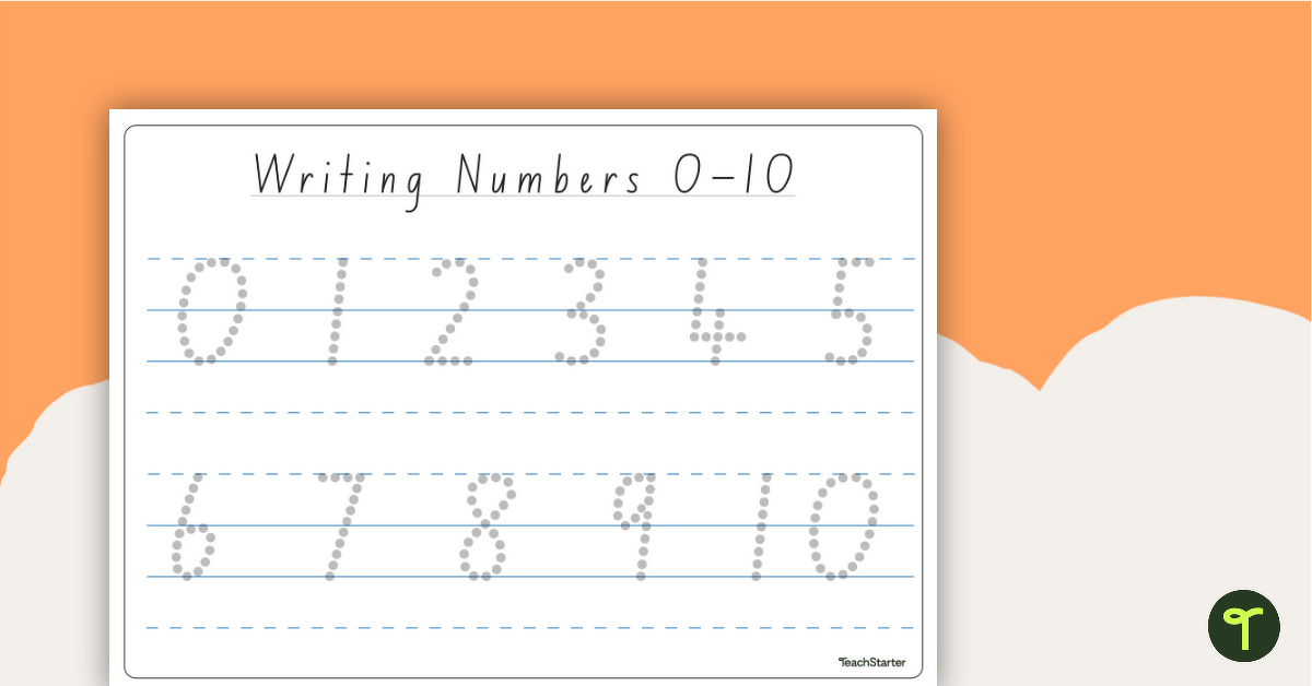 Dotted Numbers 0-10 Handwriting Worksheet teaching resource