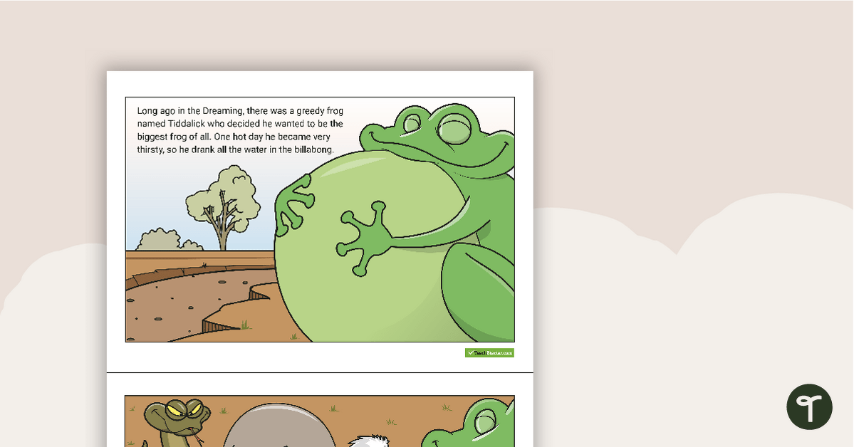 Tiddalick the Frog Dreaming Story Sequencing Activity Cards teaching resource