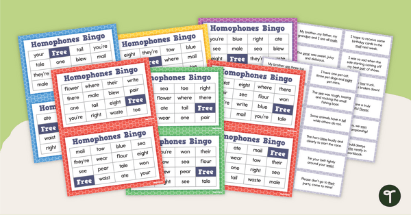 Image of Homophones Bingo