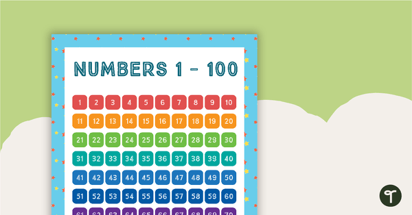 Stars Pattern - Numbers 1 to 100 Chart teaching resource