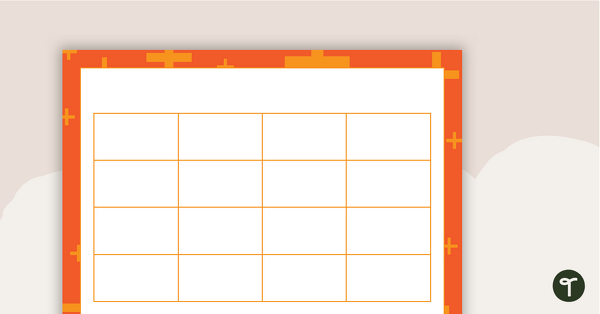4x4 Bingo Board Templates - Plus Pattern teaching resource