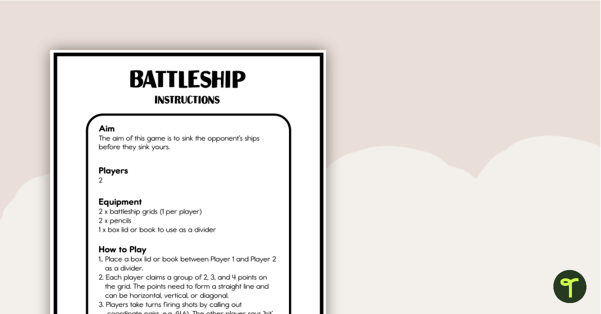 Battleship Coordinate Grid Game teaching resource