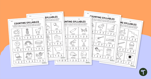 Counting Syllables Worksheets teaching resource